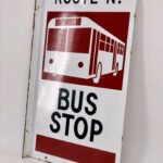 antique enamel sign-bus-stop