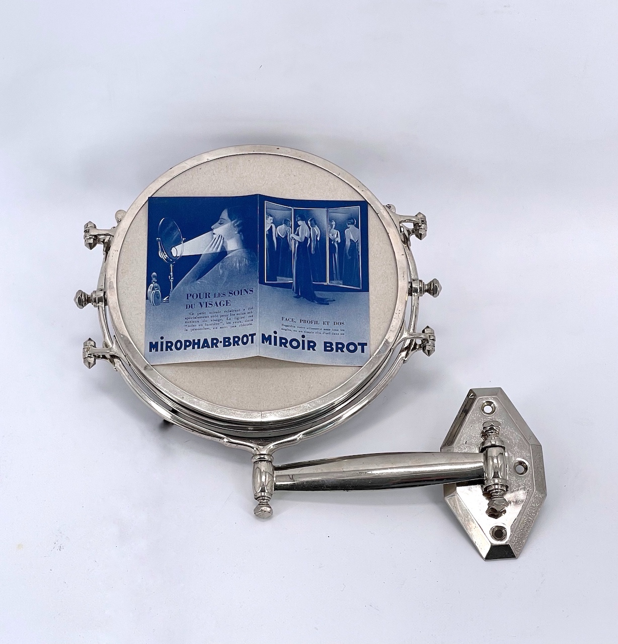 Miroir Triptyque en laiton chromé de la Maison Brot 1930