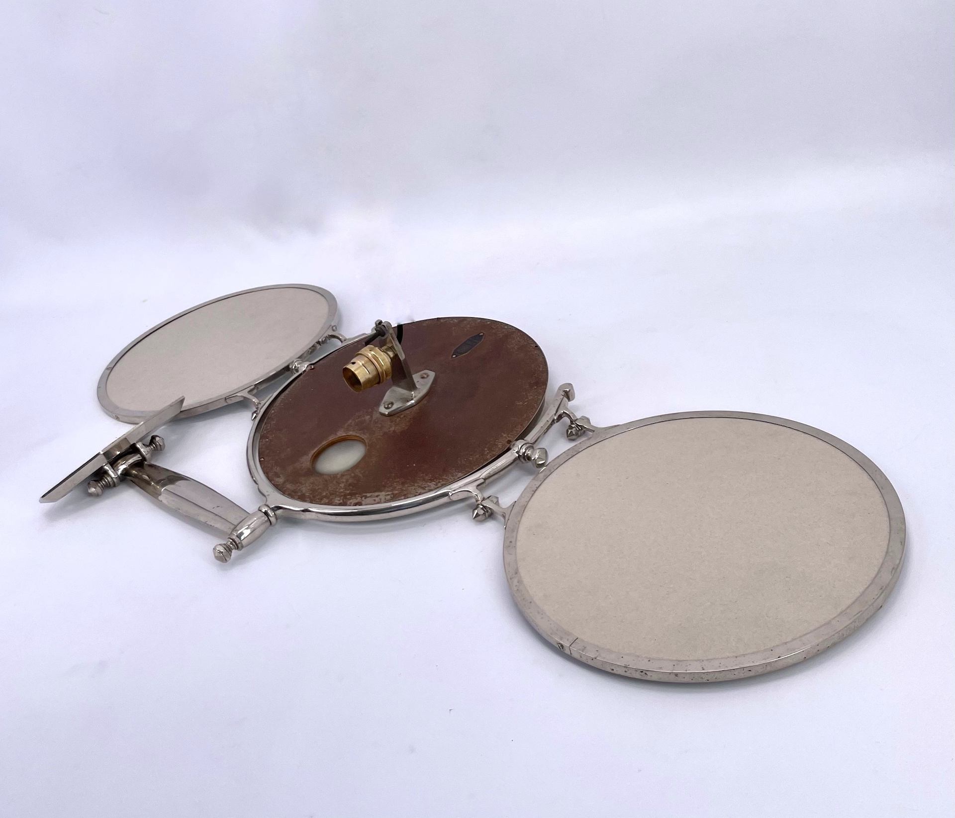 Miroir Triptyque en laiton chromé de la Maison Brot 1930