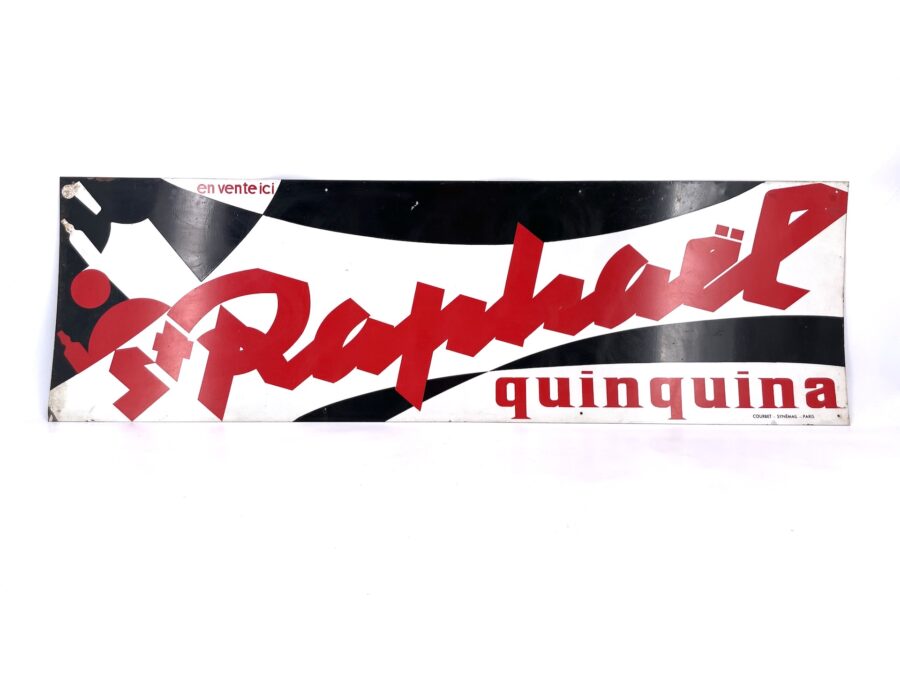 Vintage advertising metal sign St Raphaël Quinquina Courbet Synémail Paris