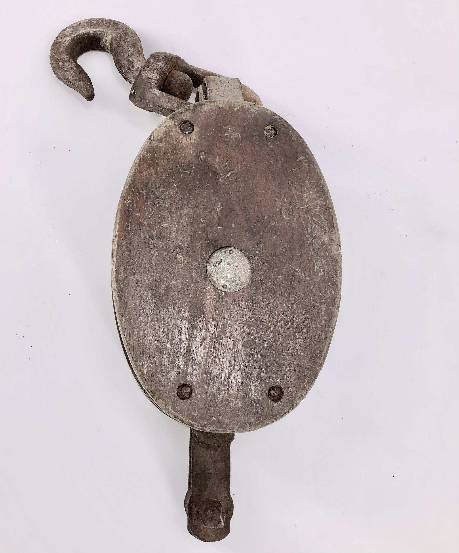 Wrought iron and wood double pulley “NS Coreto”