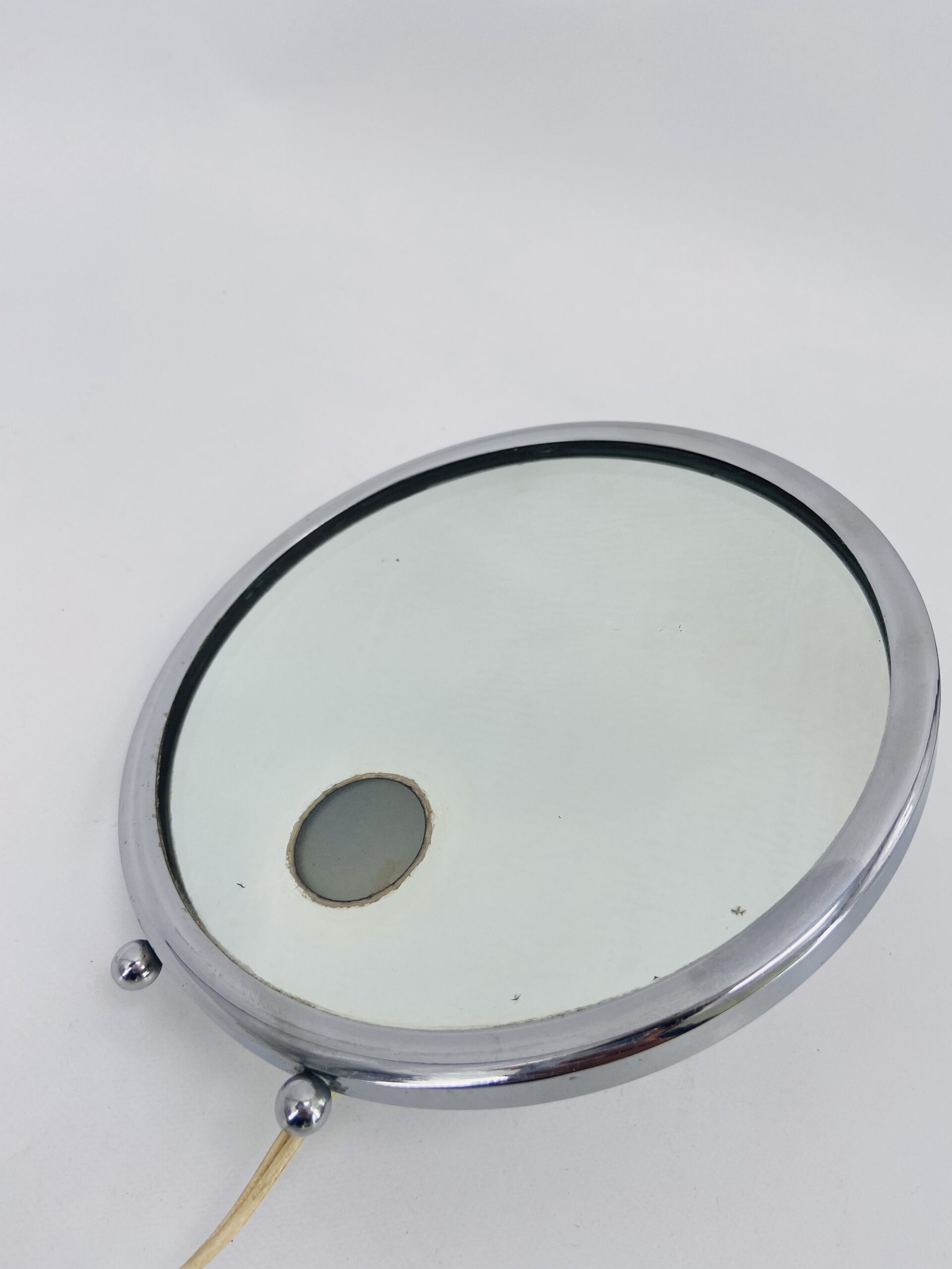 Miroir de courtoisie en cuivre nickelé de la Maison Brot, 1930