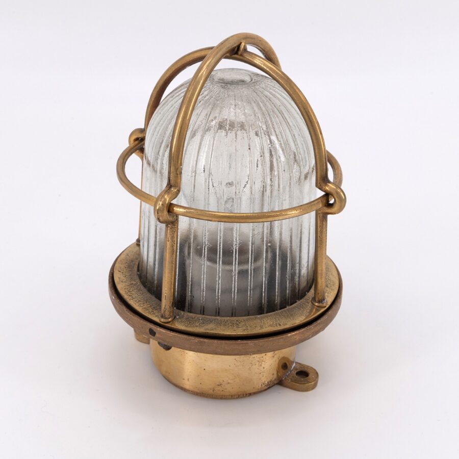 Petites lampes en laiton et verre strié, applique ou à poser