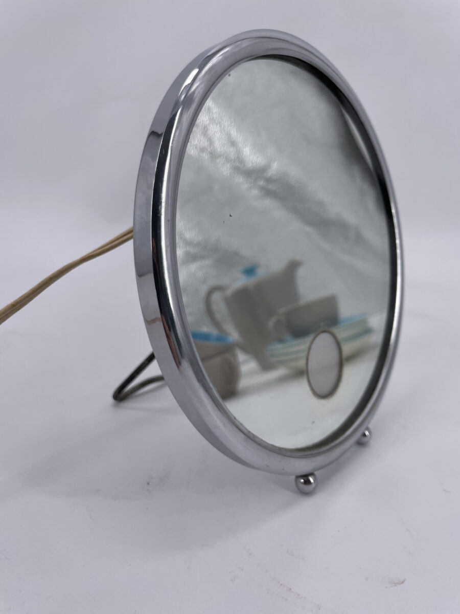 Miroir de courtoisie en cuivre nickelé de la Maison Brot, 1930