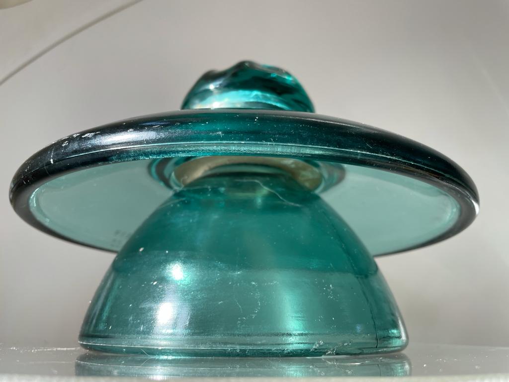Grand isolateur de pylône électrique en verre, circa 1950