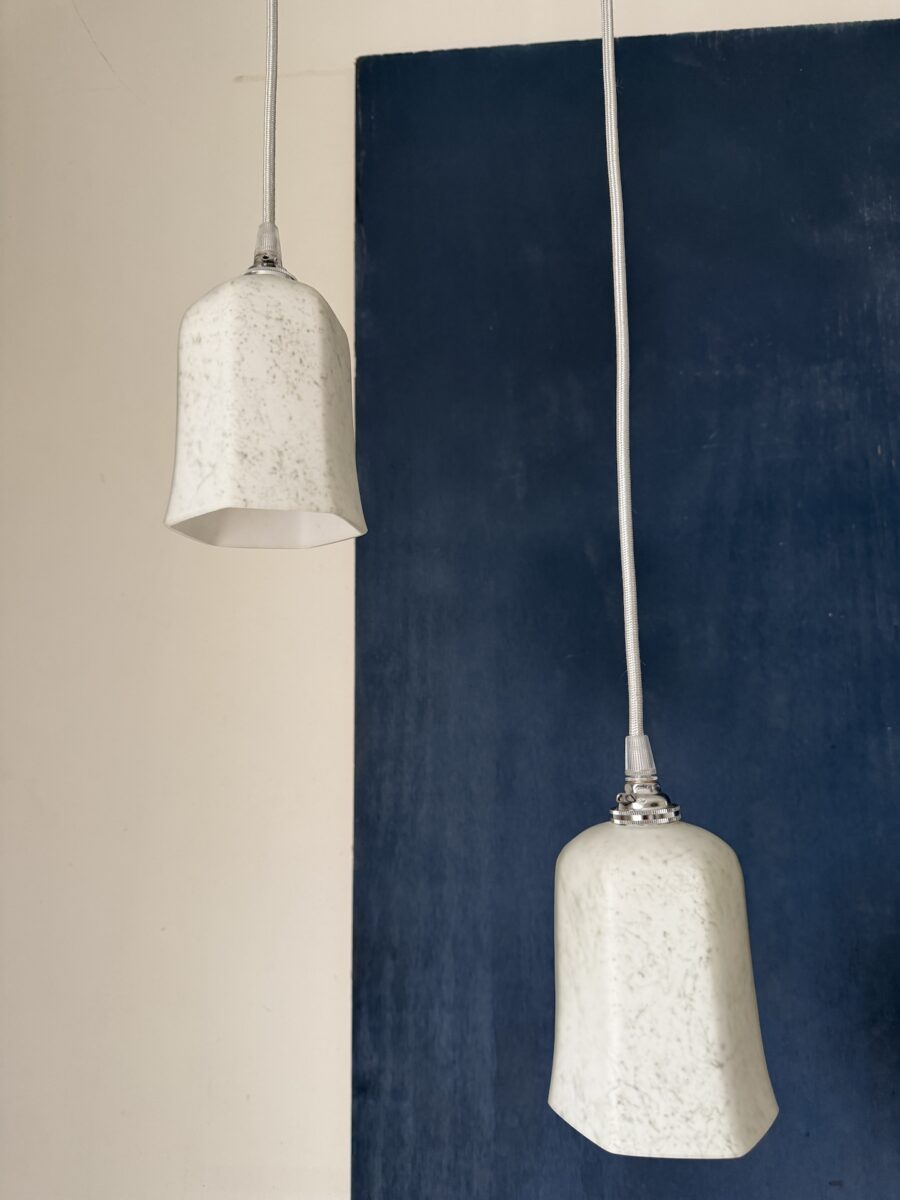 Suspensions Art Déco 'marbrées' Gris Vert série disponible