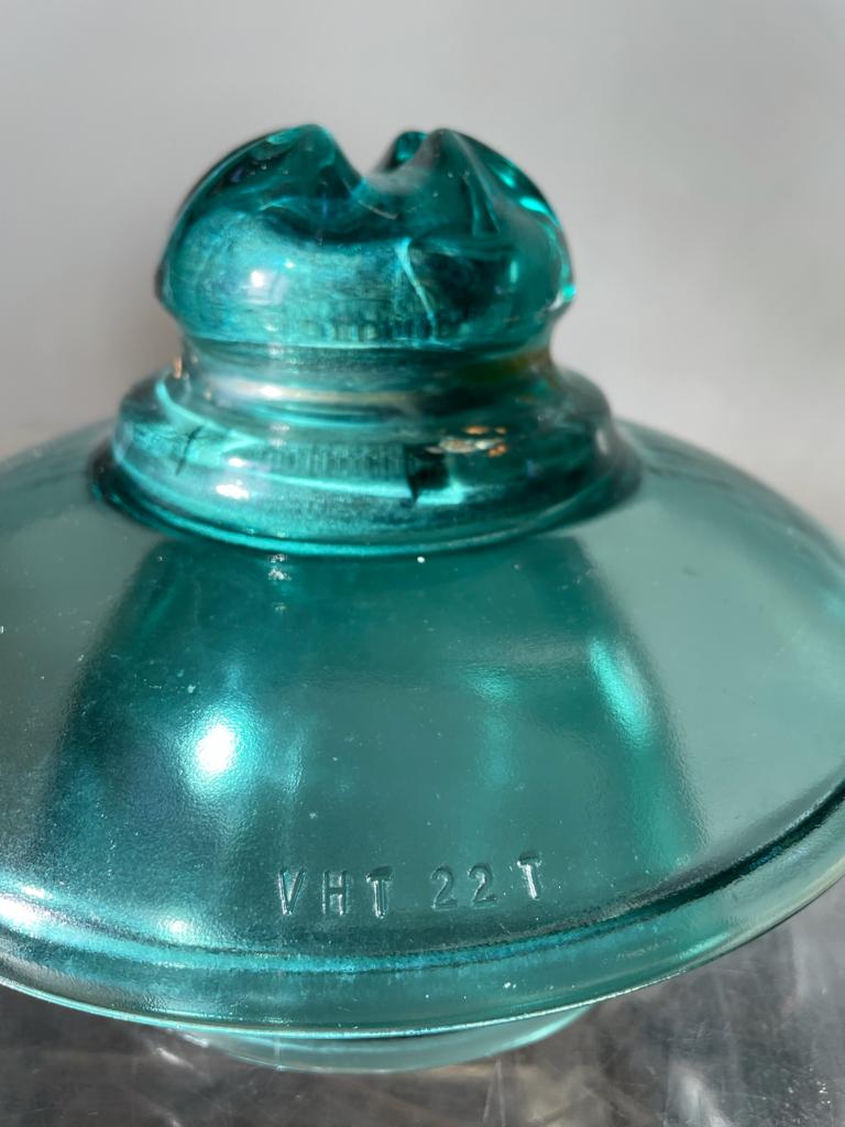 Grand isolateur de pylône électrique en verre, circa 1950