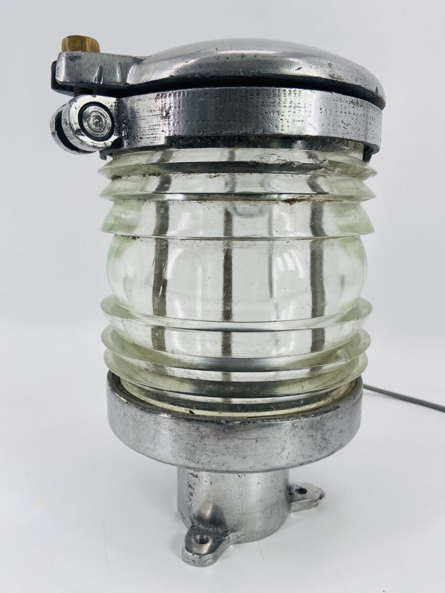 Cast aluminium lamp from a boat mast, circa 1950