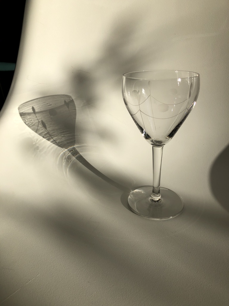 6 Art Deco crystal white wine glasses