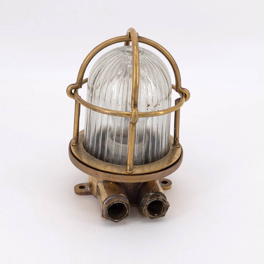 Petites lampes en laiton et verre strié, applique ou à poser