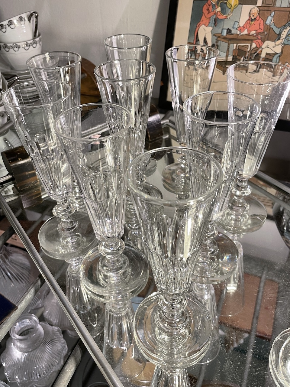 2 flûtes à champagne en cristal XIXème siècle, plusieurs disponibles