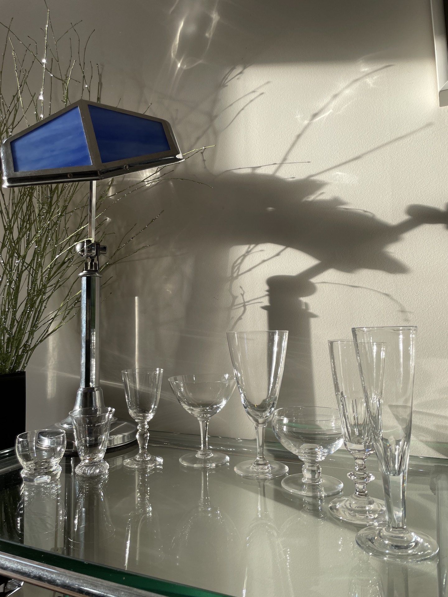 2 flûtes à champagne en cristal XIXème siècle, plusieurs disponibles