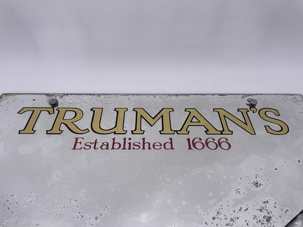 Miroir publicitaire anglais bières Truman's de Londres, début XXème