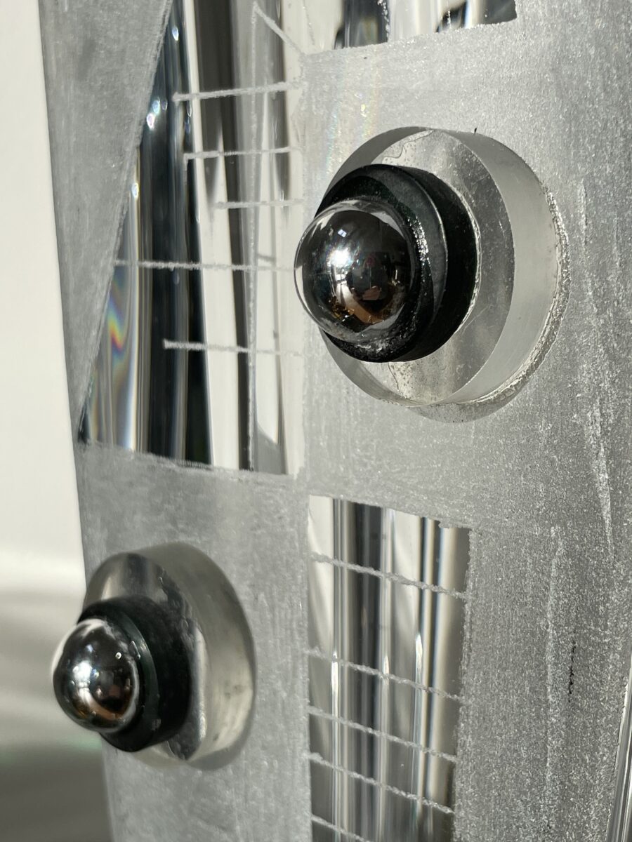 Grand Vase Riecke en Cristal Blanc Chrome et Noir