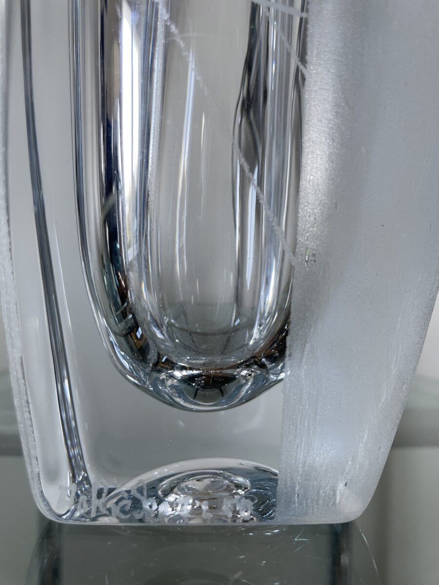 Grand Vase Riecke en Cristal Blanc Chrome et Noir