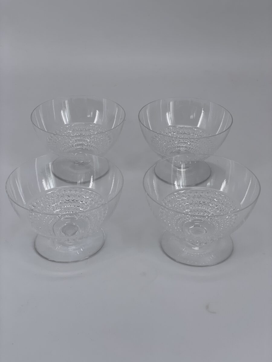 4 Coupes à Champagne de René Lalique, service Nippon, Art Déco