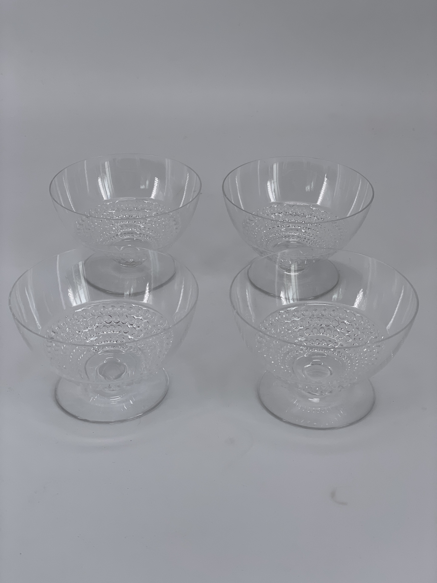 4 Coupes à Champagne de René Lalique, service Nippon, Art Déco