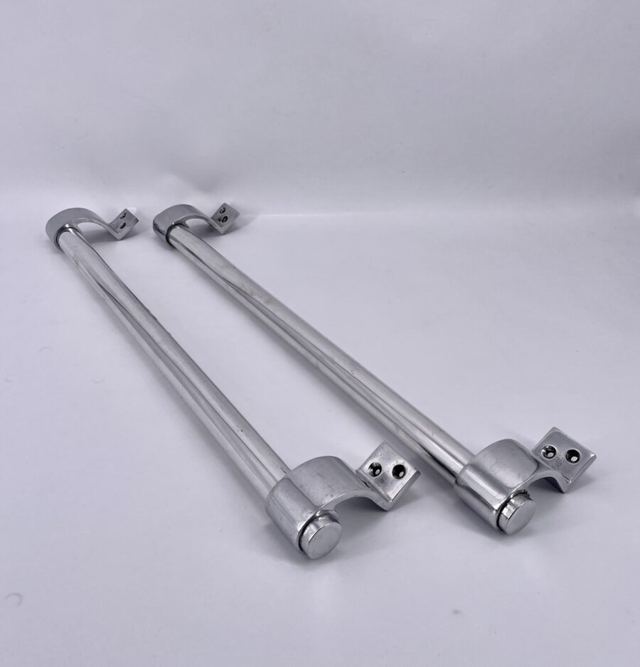 Pair of aluminum art deco door handles or towel rails, French work