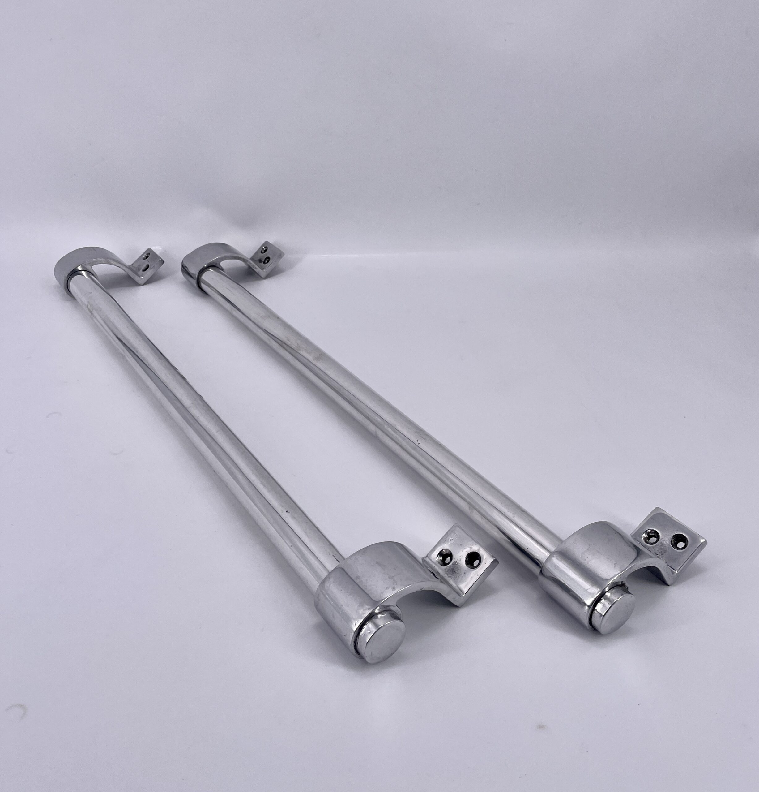 Pair of aluminum art deco door handles or towel rails, French work