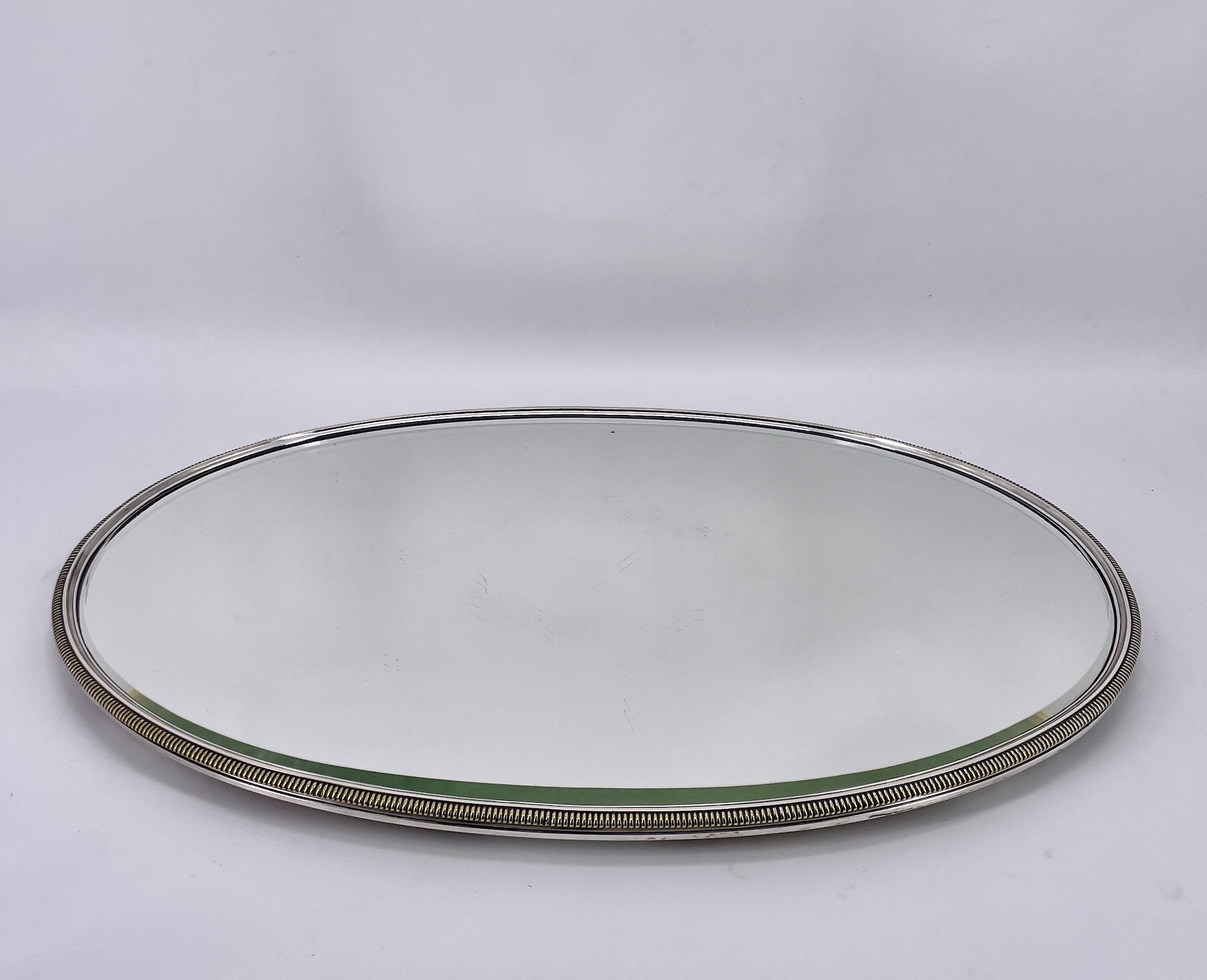 Table Centrepiece in Silvered Bronze with Mirror by Bointaburet Silversmiths Paris 19th century