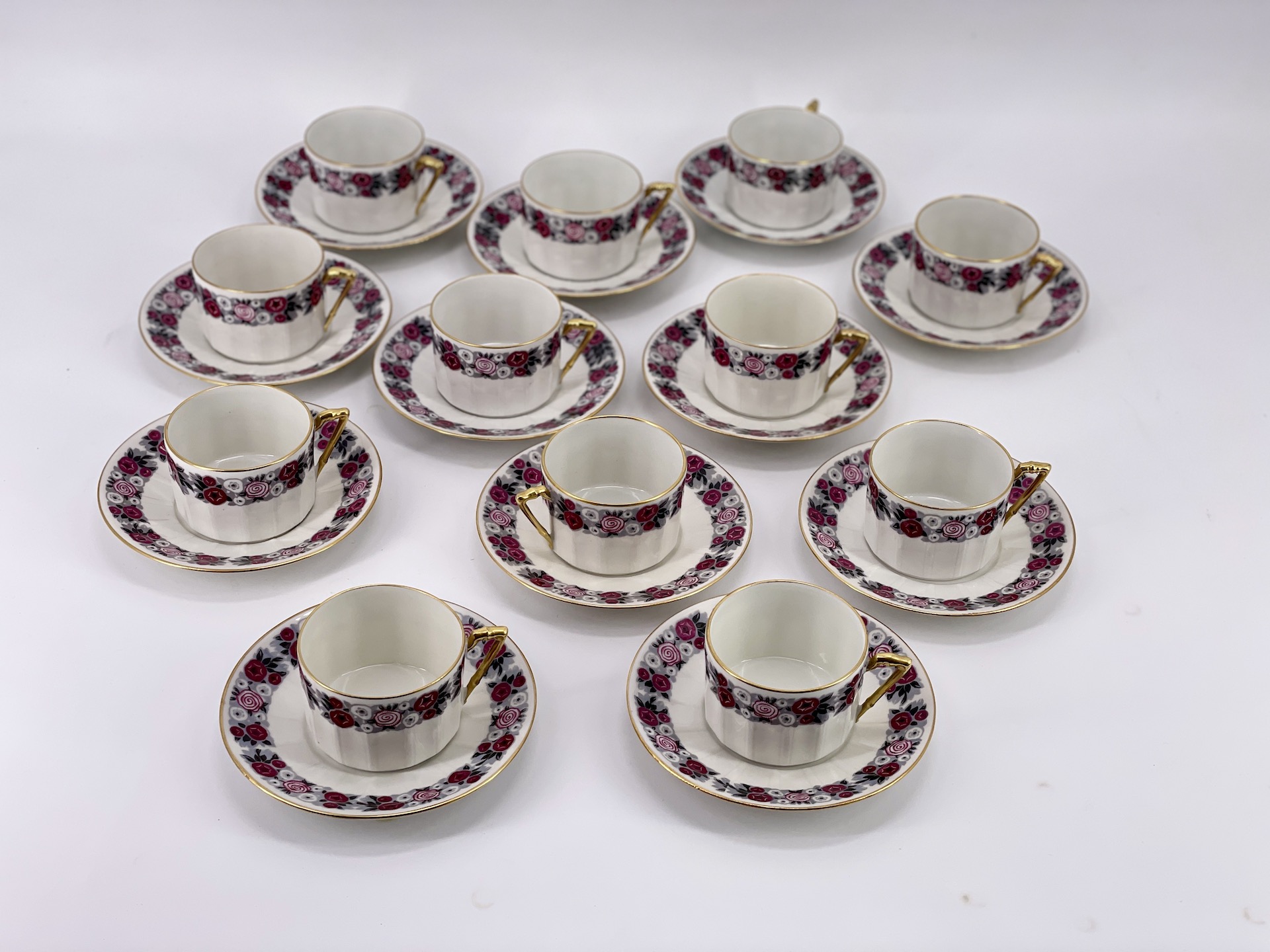 French Limoges porcelain tea or coffee set by Chabrol and Poirier, 1925