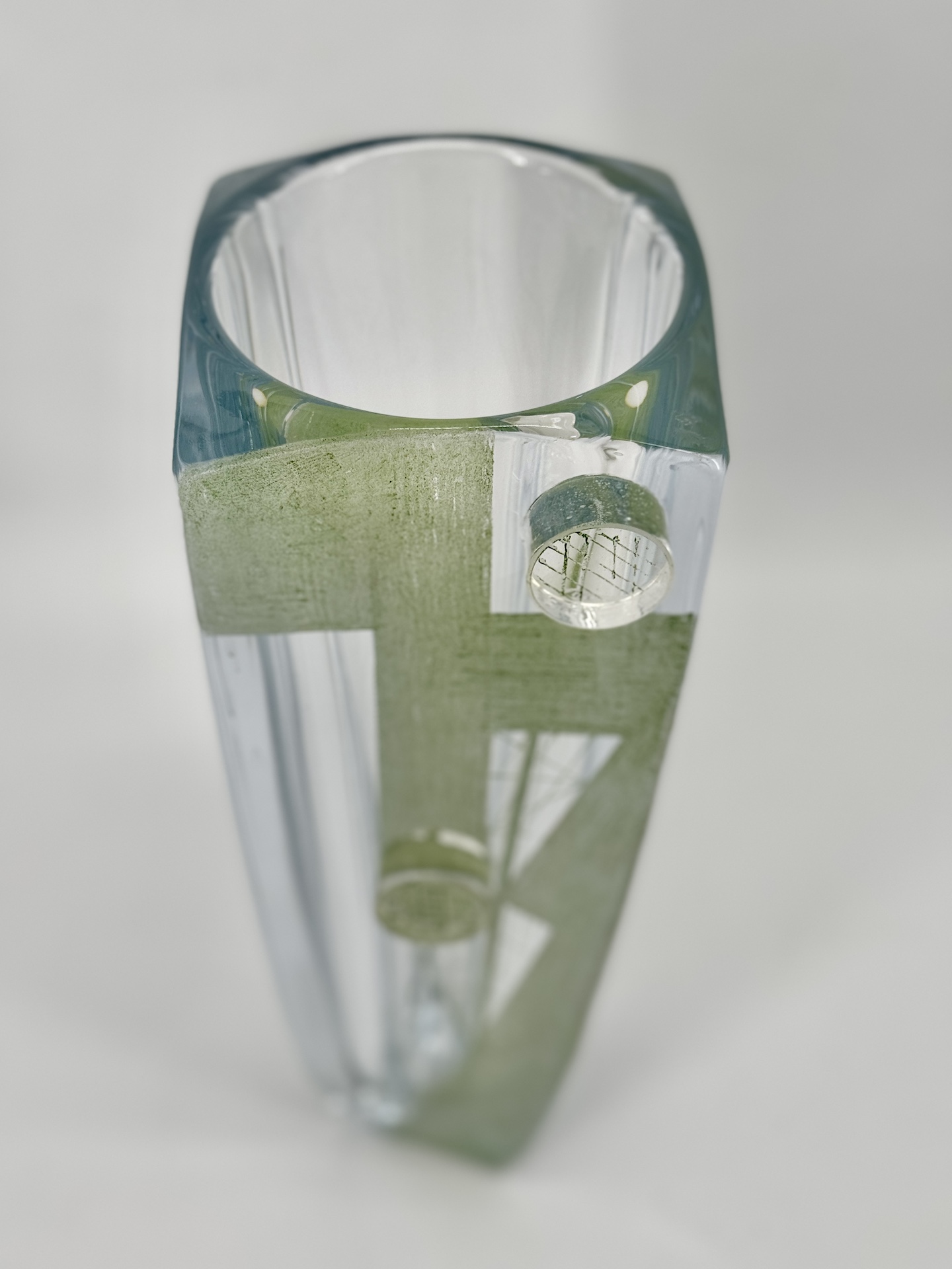 Vase Murano Rare - Décor Abstrait épais - Cristal Signé - Pièce Unique Vintage