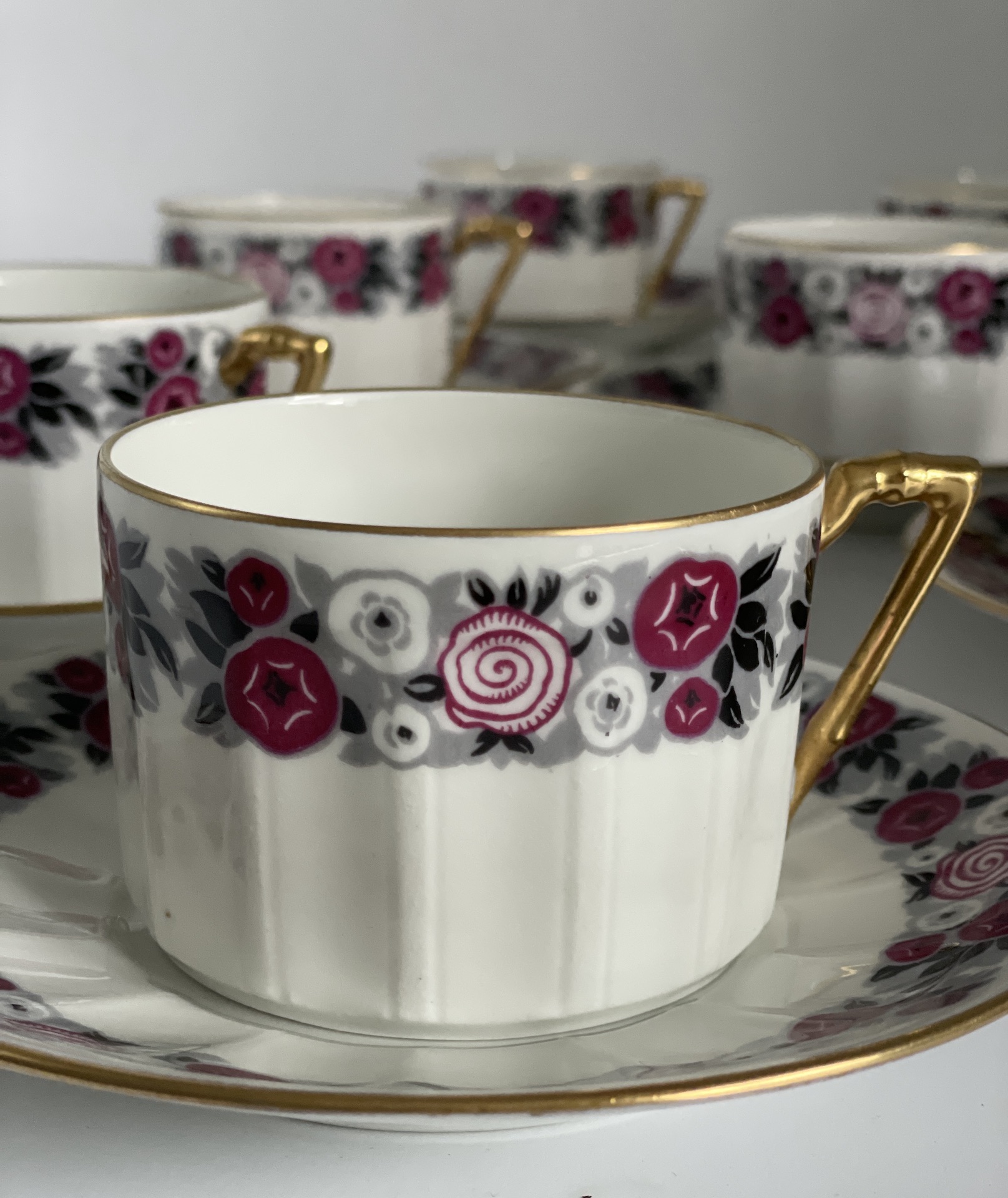 Limoges porcelain tea or coffee cups from Chabrol and Poirier, Limoges 1925