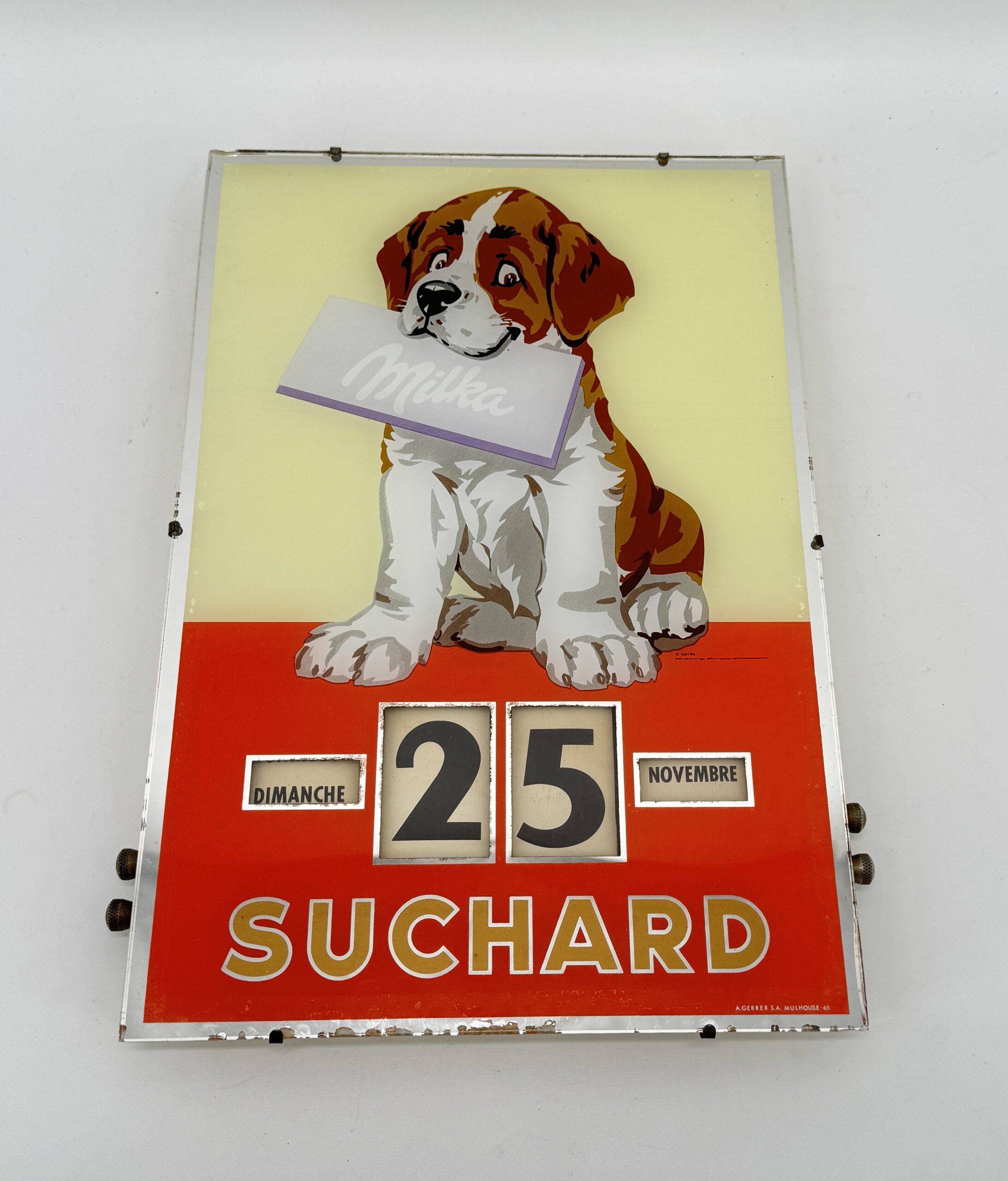 Perpetual Calendar with window sticker for Suchard MILKA circa 1965
