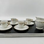Austrian Jugenstil 4 Mocha Cups And Saucers And Milk Jug circa 1890