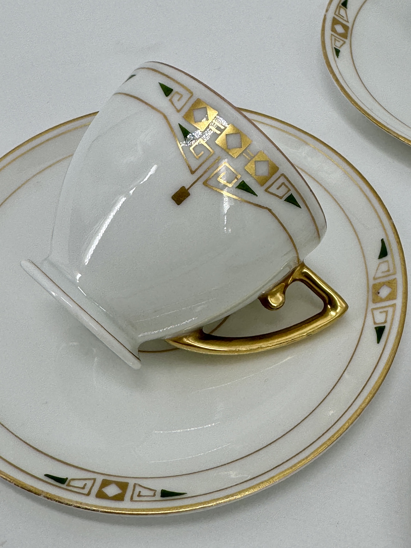 Austrian Jugenstil 4 Mocha Cups And Saucers And Milk Jug circa 1890