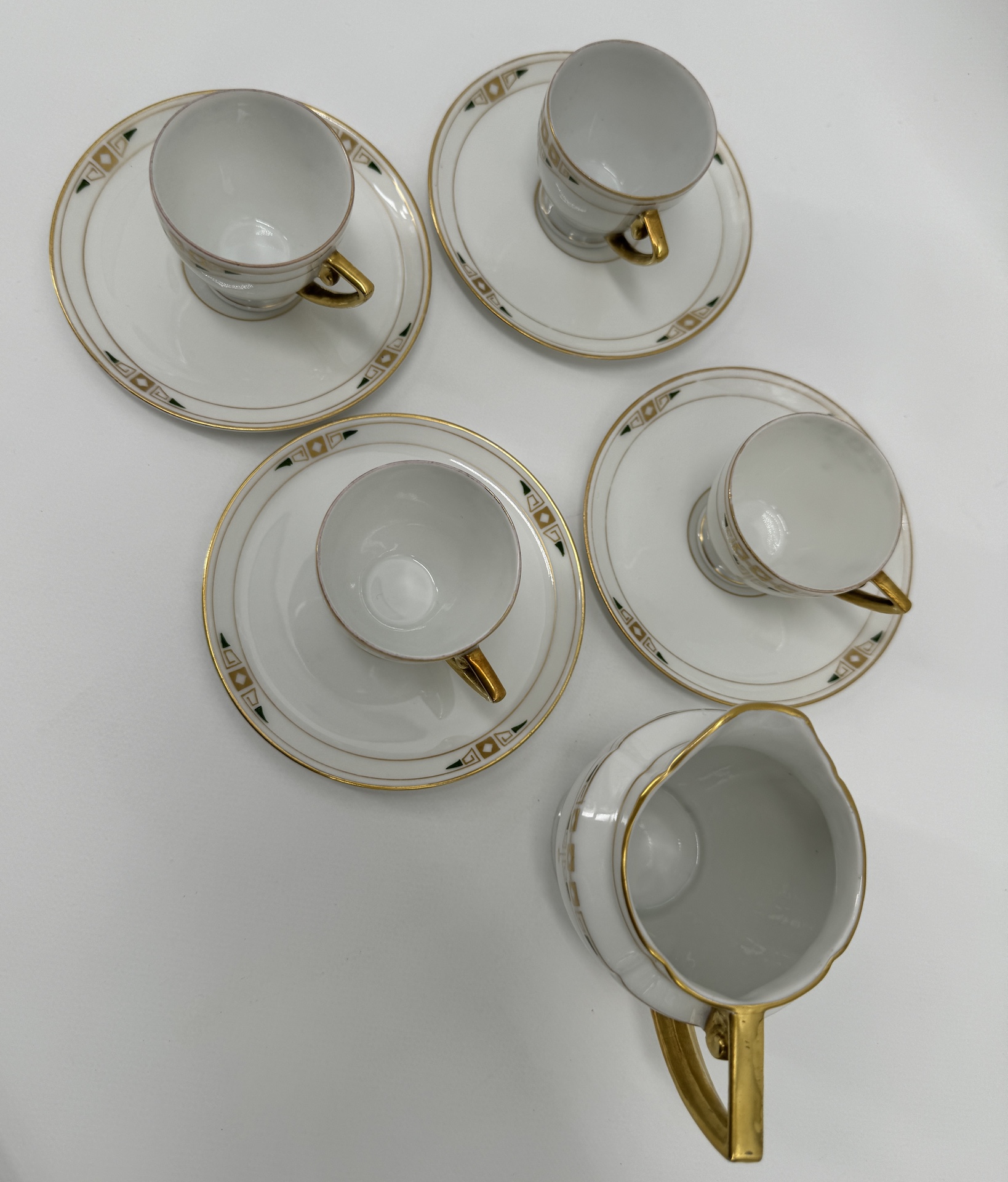 Austrian Jugenstil 4 Mocha Cups And Saucers And Milk Jug circa 1890
