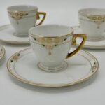 Austrian Jugenstil 4 Mocha Cups And Saucers And Milk Jug circa 1890