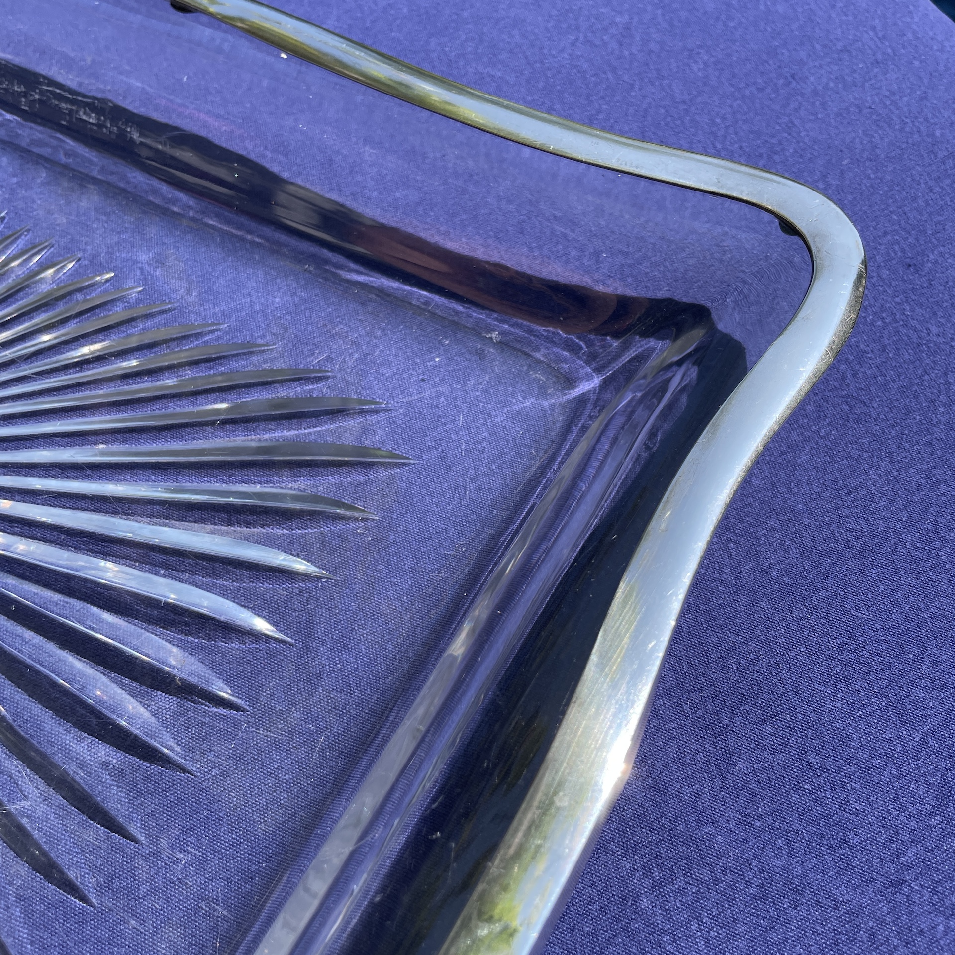 2 baccarat crystal silver tray
