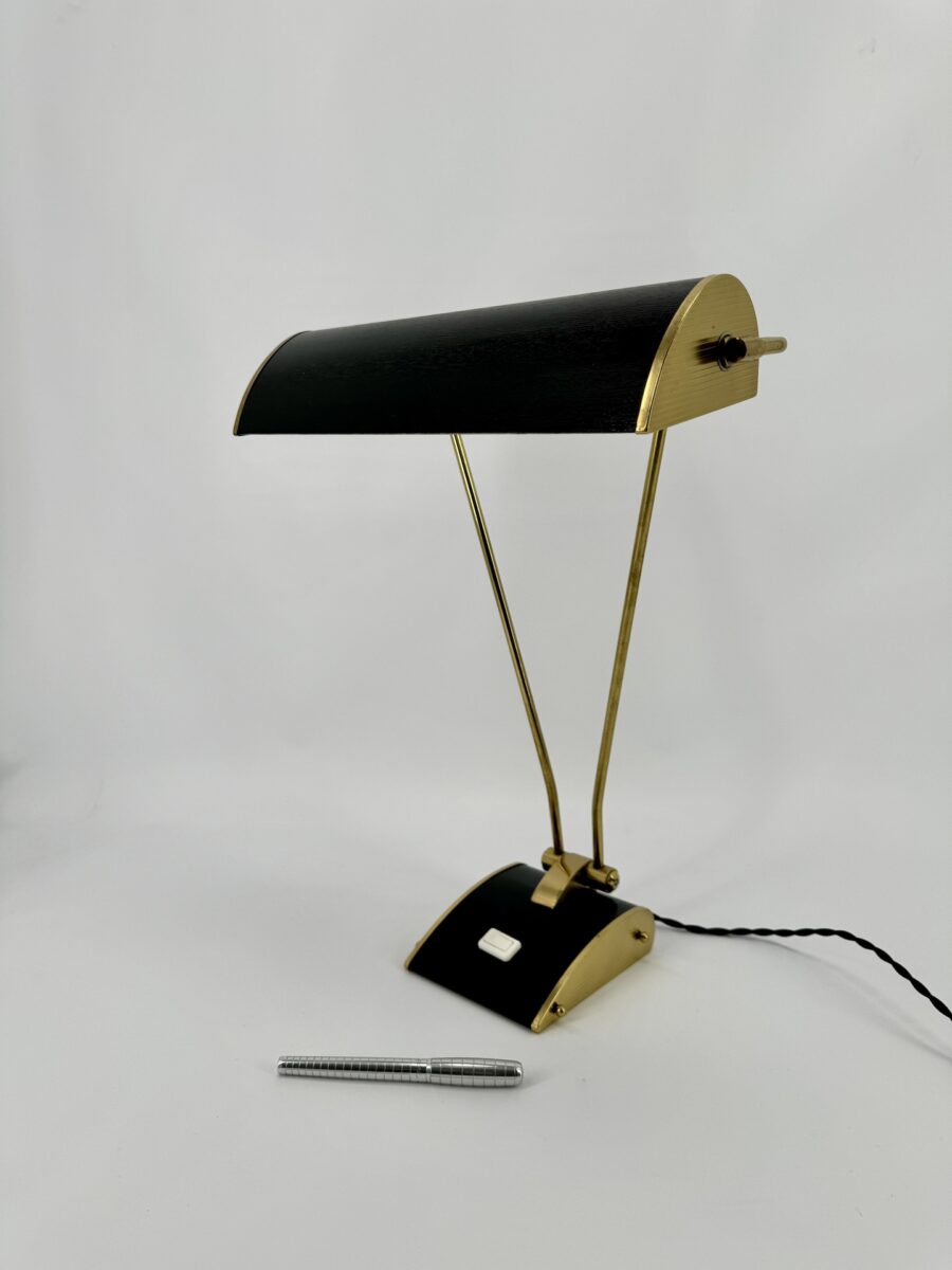 Lampe de table circa 1950 de JUMO Modèle Noir et Laiton