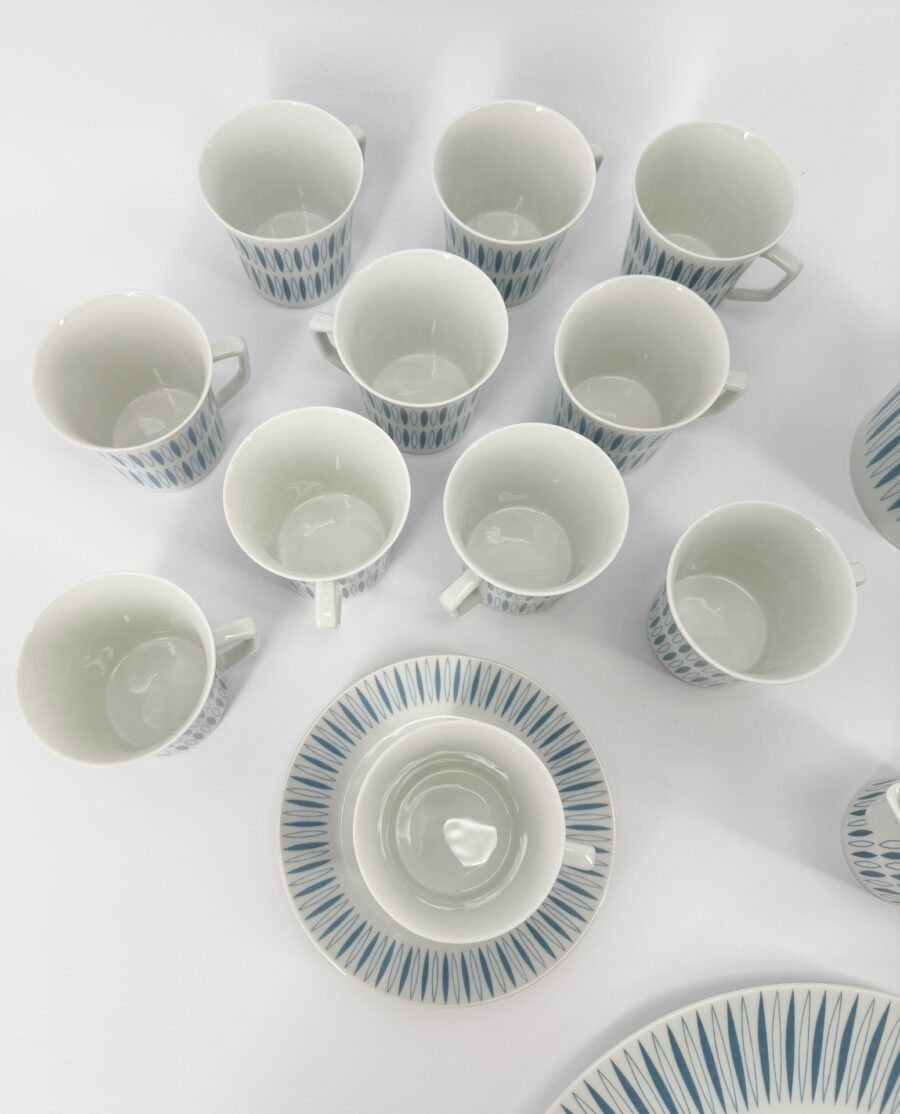 Service à thé, café et dessert en Porcelaine de Fürstenberg Allemagne 1960