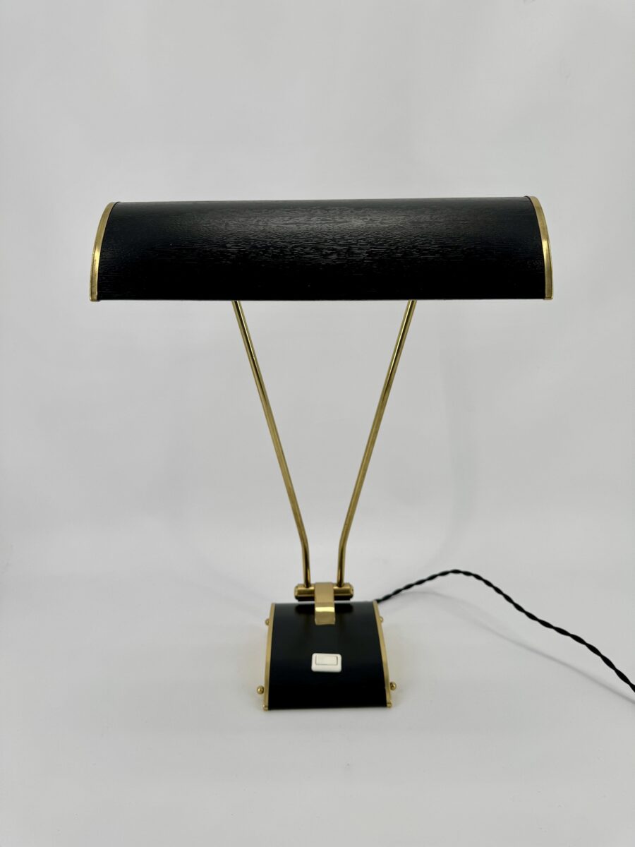 Lampe de table circa 1950 de JUMO Modèle Noir et Laiton