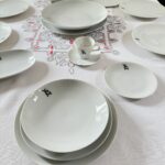 Service de Table de Jean Luce Paris 8 Personnes Porcelaine Blanche Circa 1950