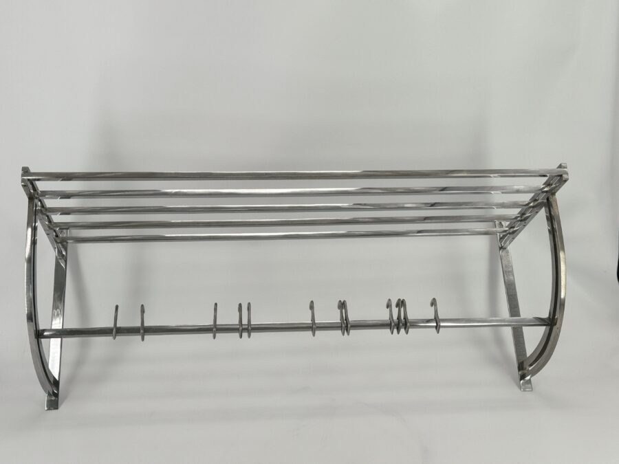 Porte manteau chapeau et bagages en métal chromé art déco moderniste