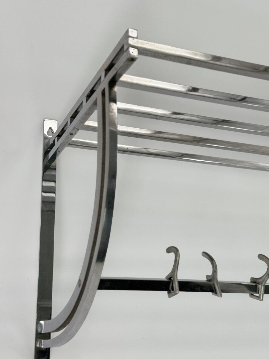 Porte manteau chapeau et bagages en métal chromé art déco moderniste
