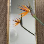 Miroir Triptyque Mural en Métal Doré Fermant avec Miroir Biseauté