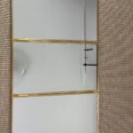 Miroir Triptyque Mural en Métal Doré Fermant avec Miroir Biseauté