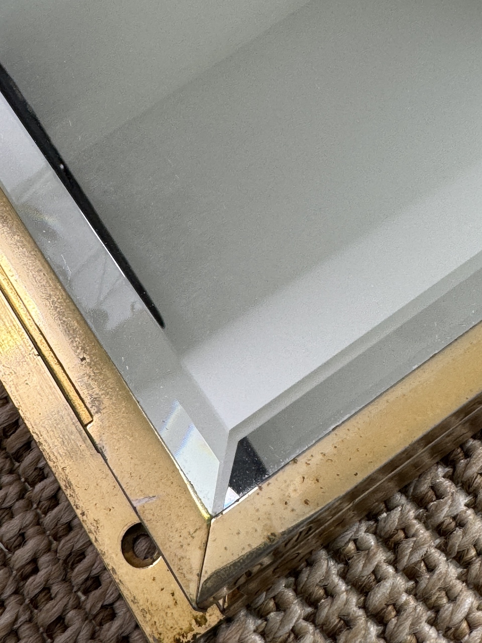 Triptych Mirror in Gilded Metal with Bevelled Mirror Cover