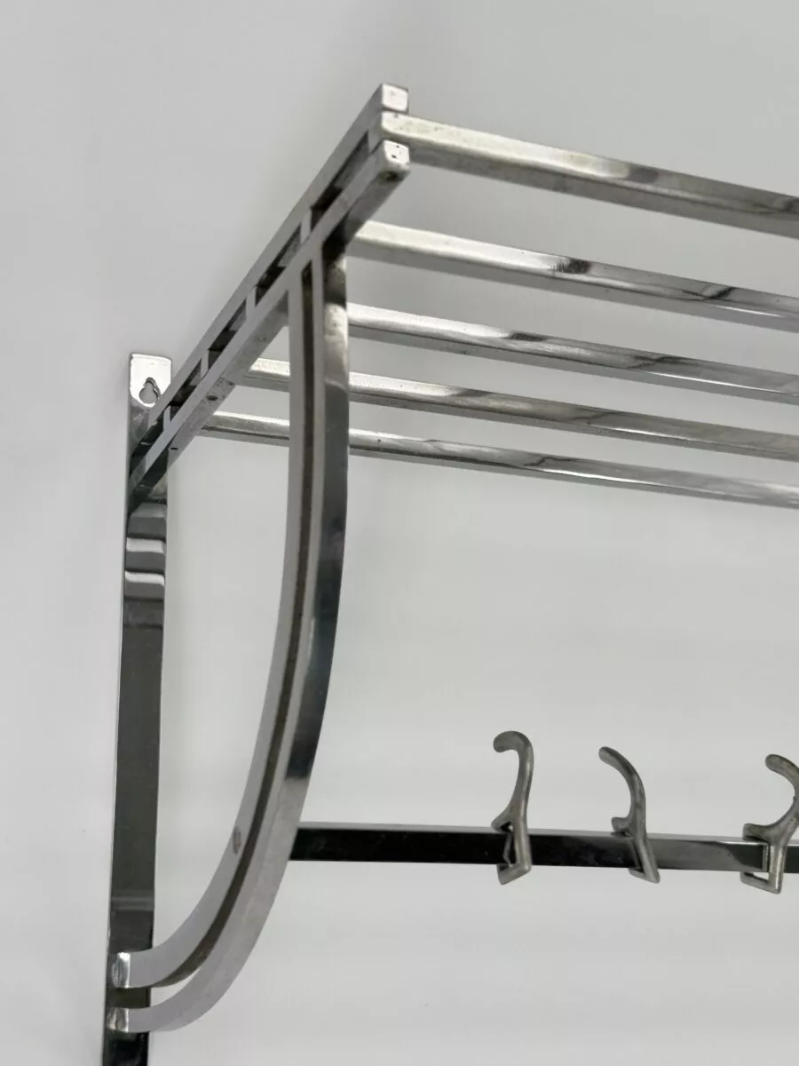 Porte manteau chapeau et bagages en métal chromé art déco moderniste