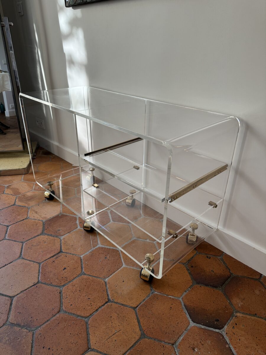 Desserte Hifi TV Altuglass David Lange une Etagère Coulissante