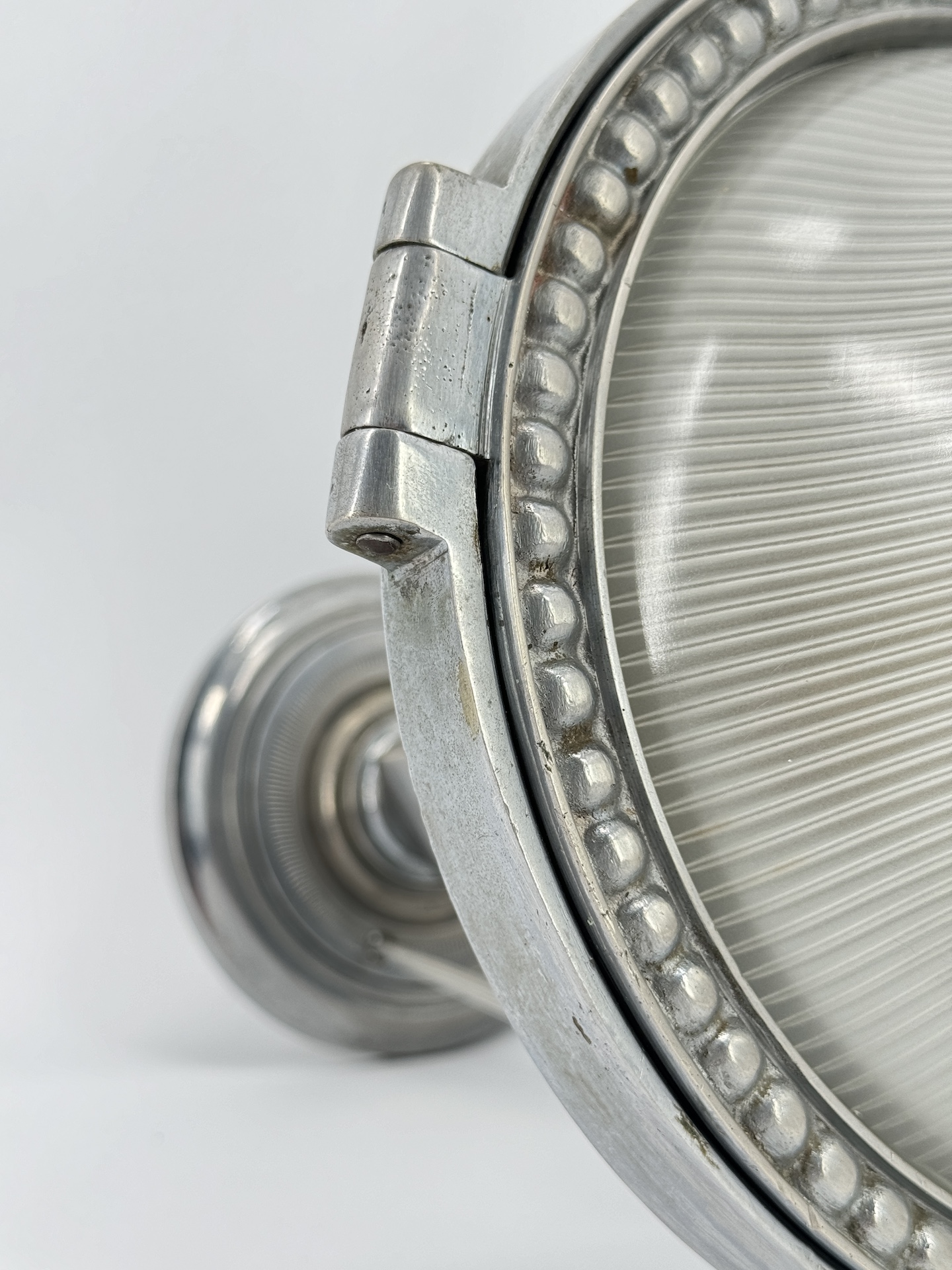 Refitted Train Light in Metal and Holophane Prismatic Glass Dome a pair available.