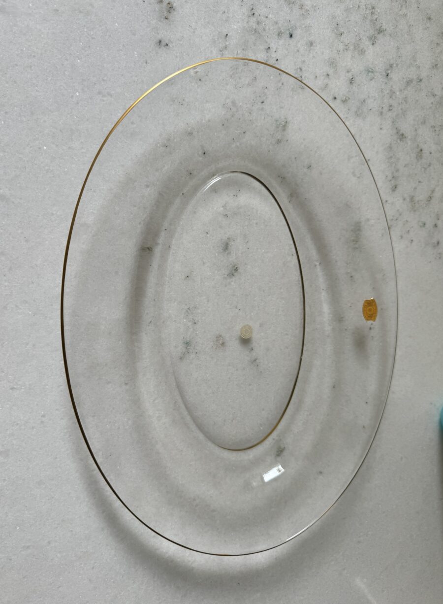 Plats de Service Ovals Val Saint Lambert Décorés à l'Or Mat