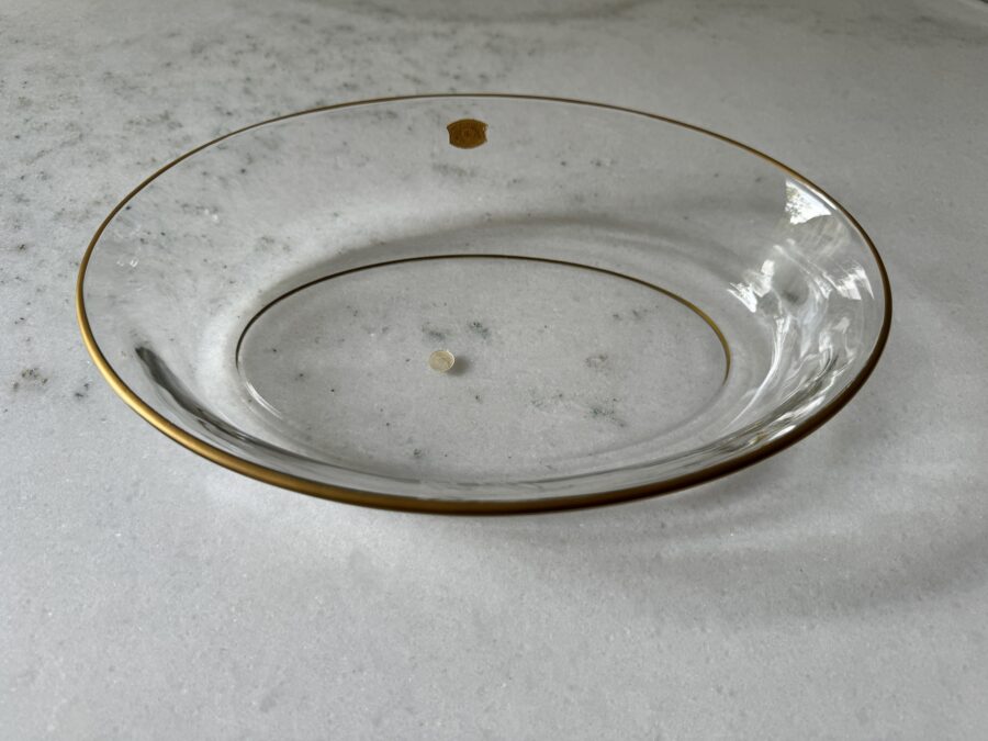 Plats de Service Ovals Val Saint Lambert Décorés à l'Or Mat