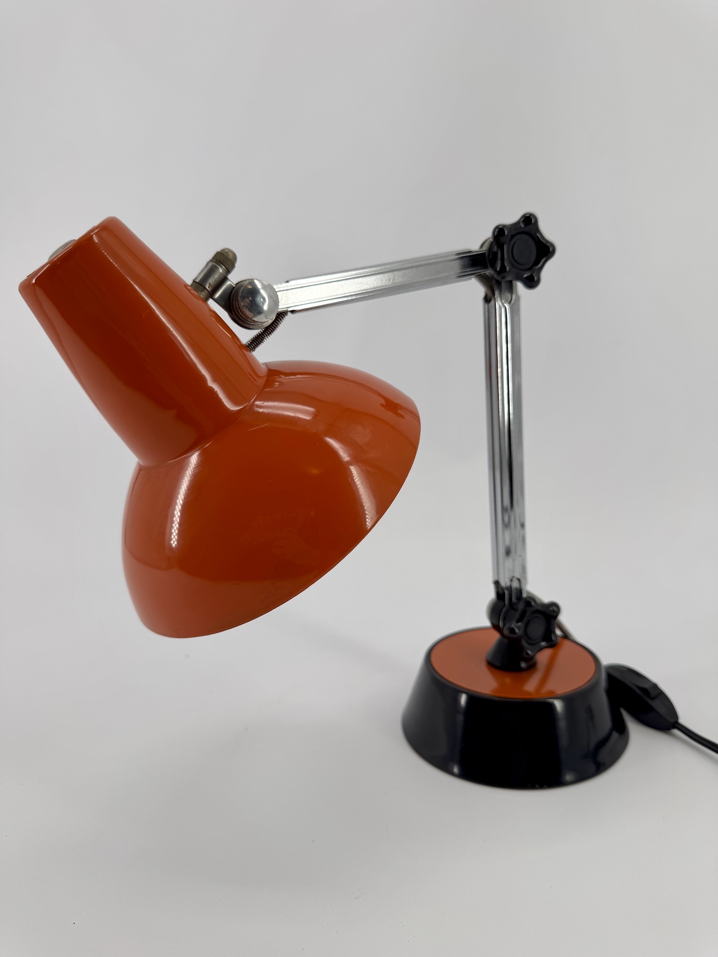 Vintage Orange Articulated Table Light Chrome Stems