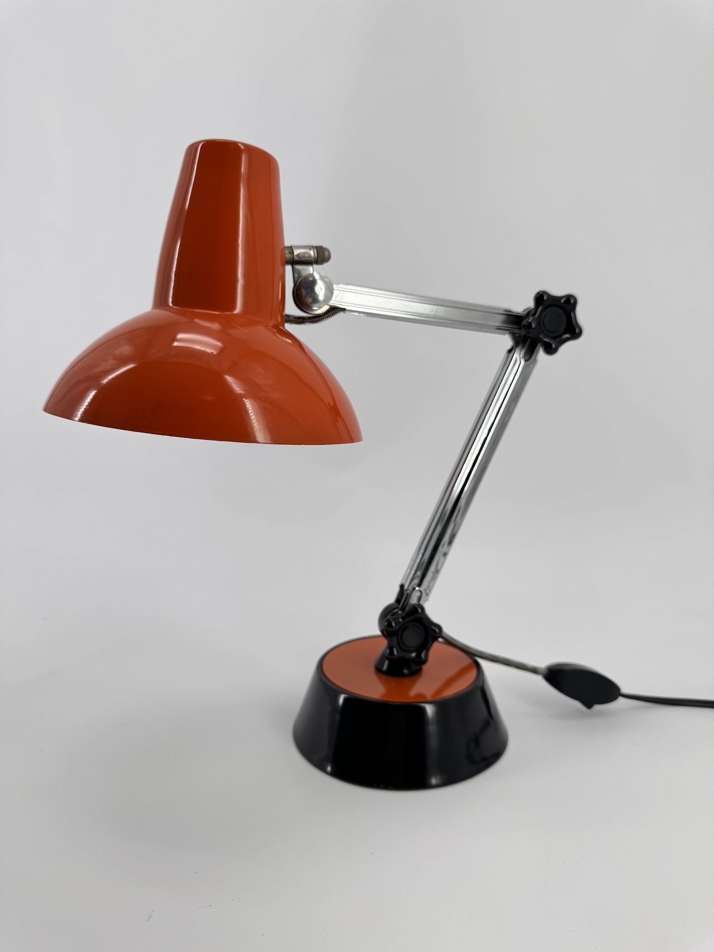 Vintage Orange Articulated Table Light Chrome Stems