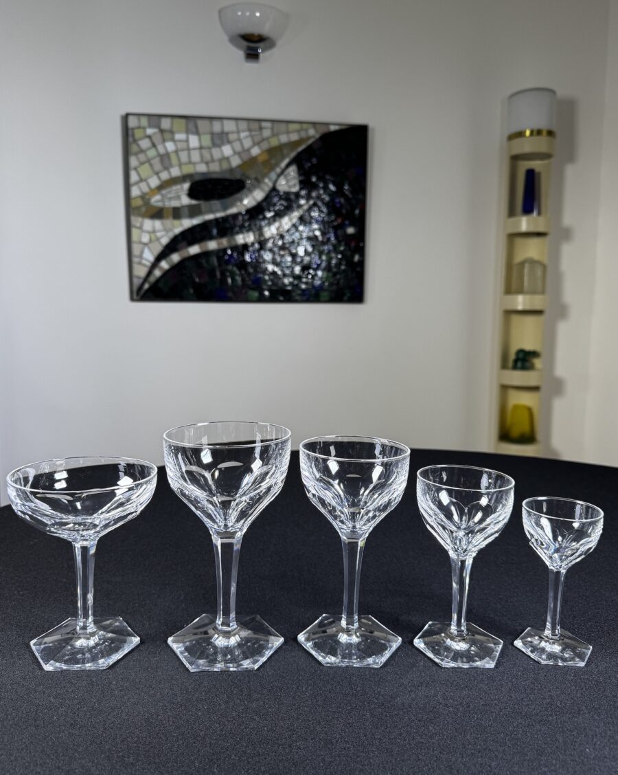 Baccarat Crystal Glasses Service Compiegne Model for 10 People Art Deco